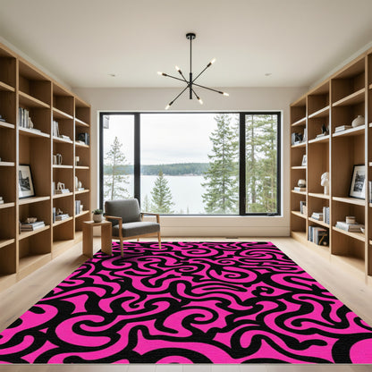 Hot Pink Swirls Abstract Graphic Rug