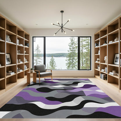 Abstract Purple Gray Wave Landscape Rug