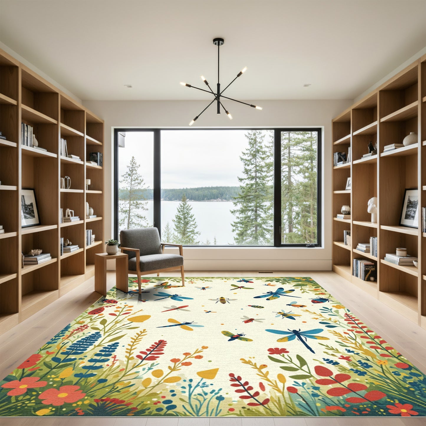 Whimsical Meadow Bug and Dragonfly Collection Rug