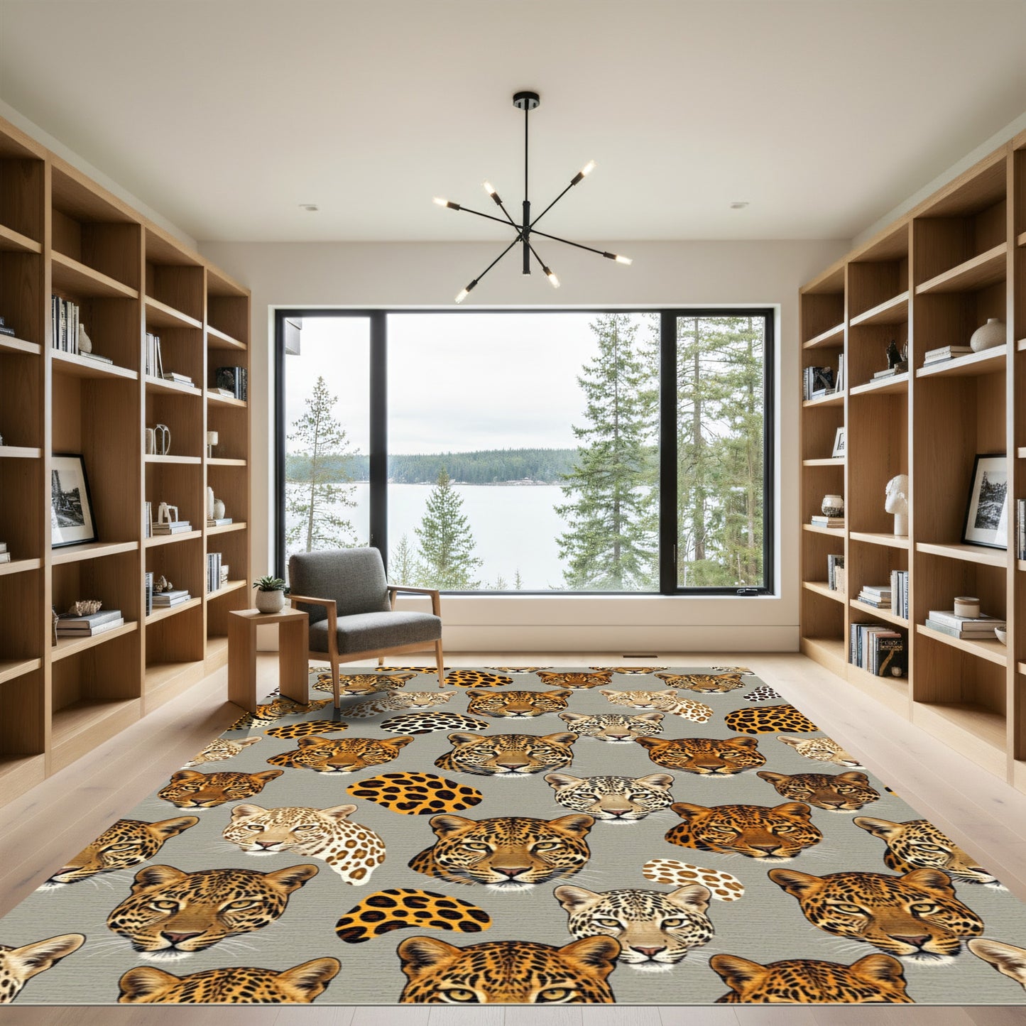 Leopard Heads Spotty Wildlife Pattern Rug