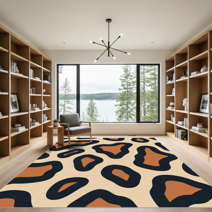 Tan Black Leopard Spots Rug