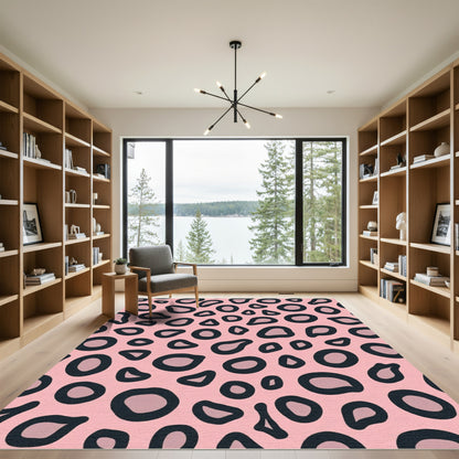 Pink Leopard Print Spots Rug
