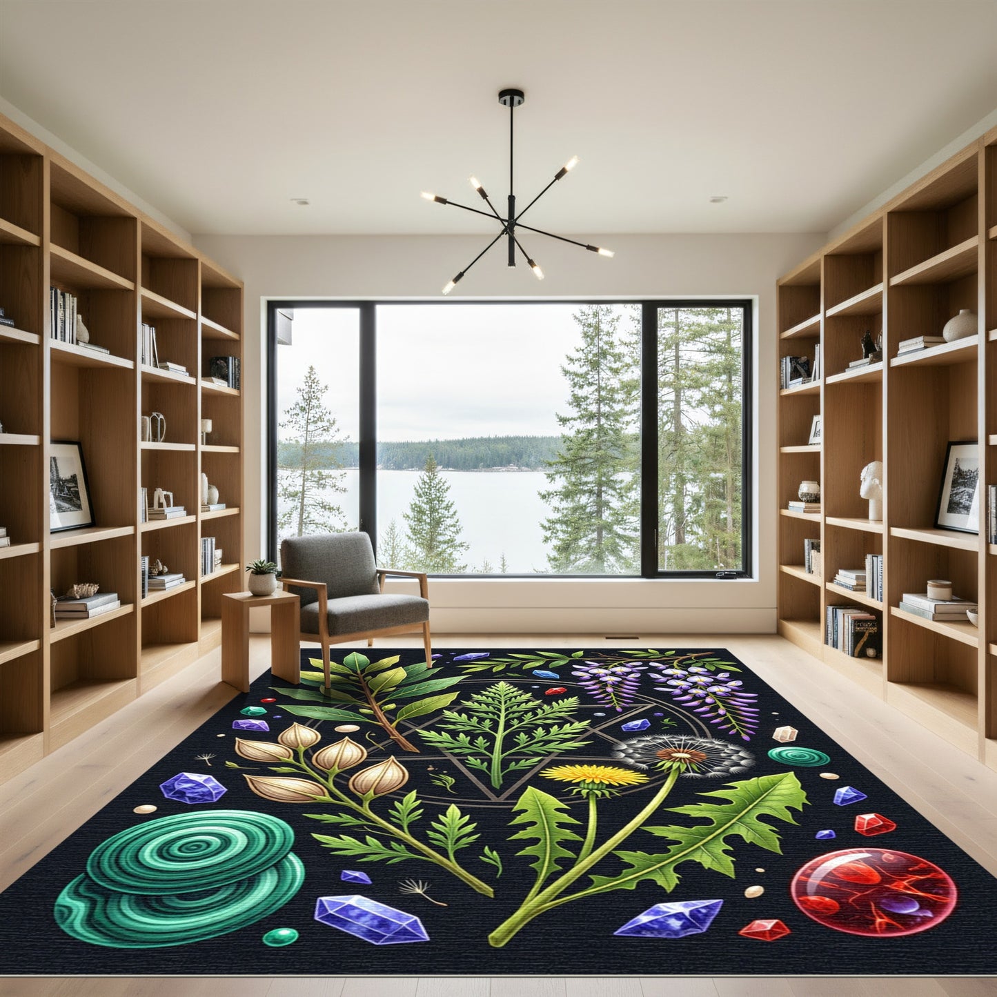 Botanical Alchemy Crystal Sacred Geometry Interior Rug