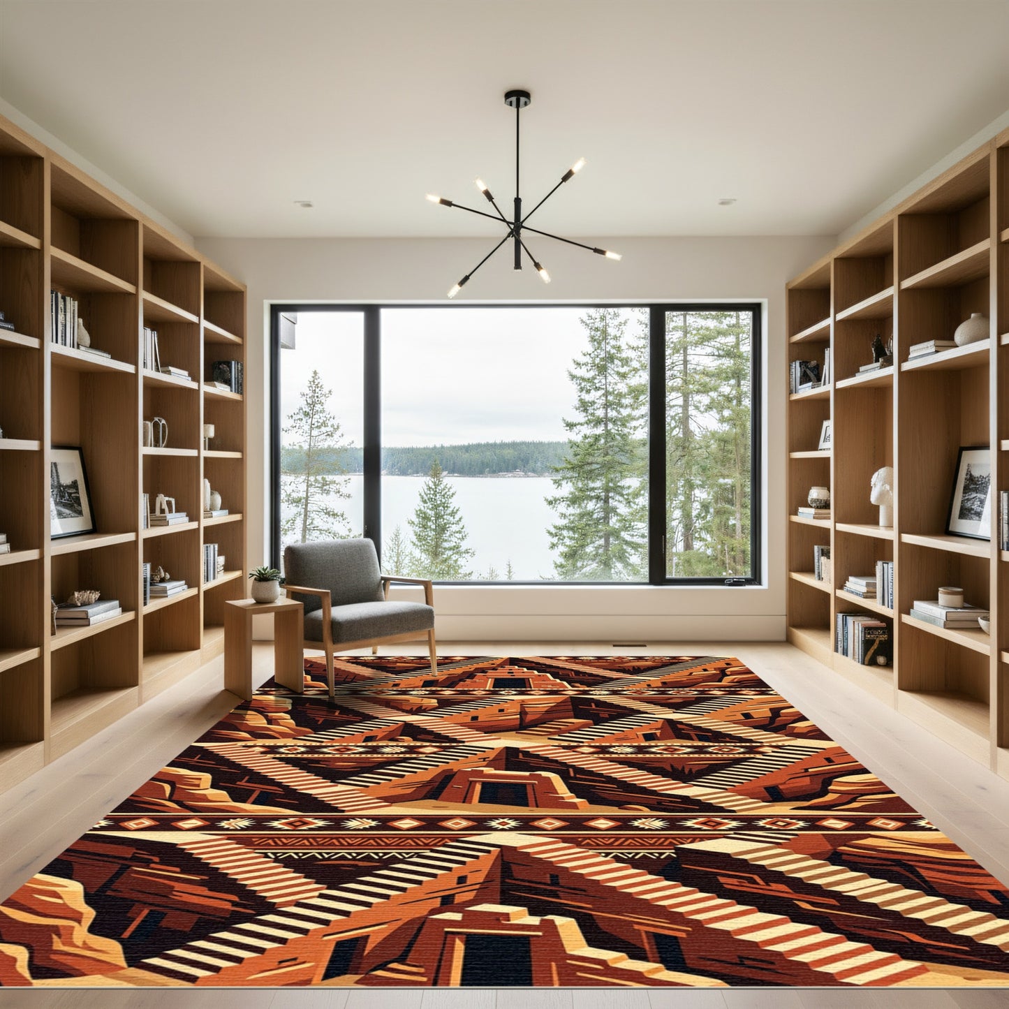Terracotta Desert Cliff Adobe Stairway Rug