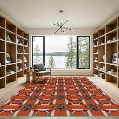 Crimson Modern Geometric Overlay Rug
