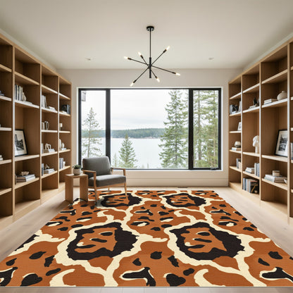 Warm Brown And Black Animal Hide Rug