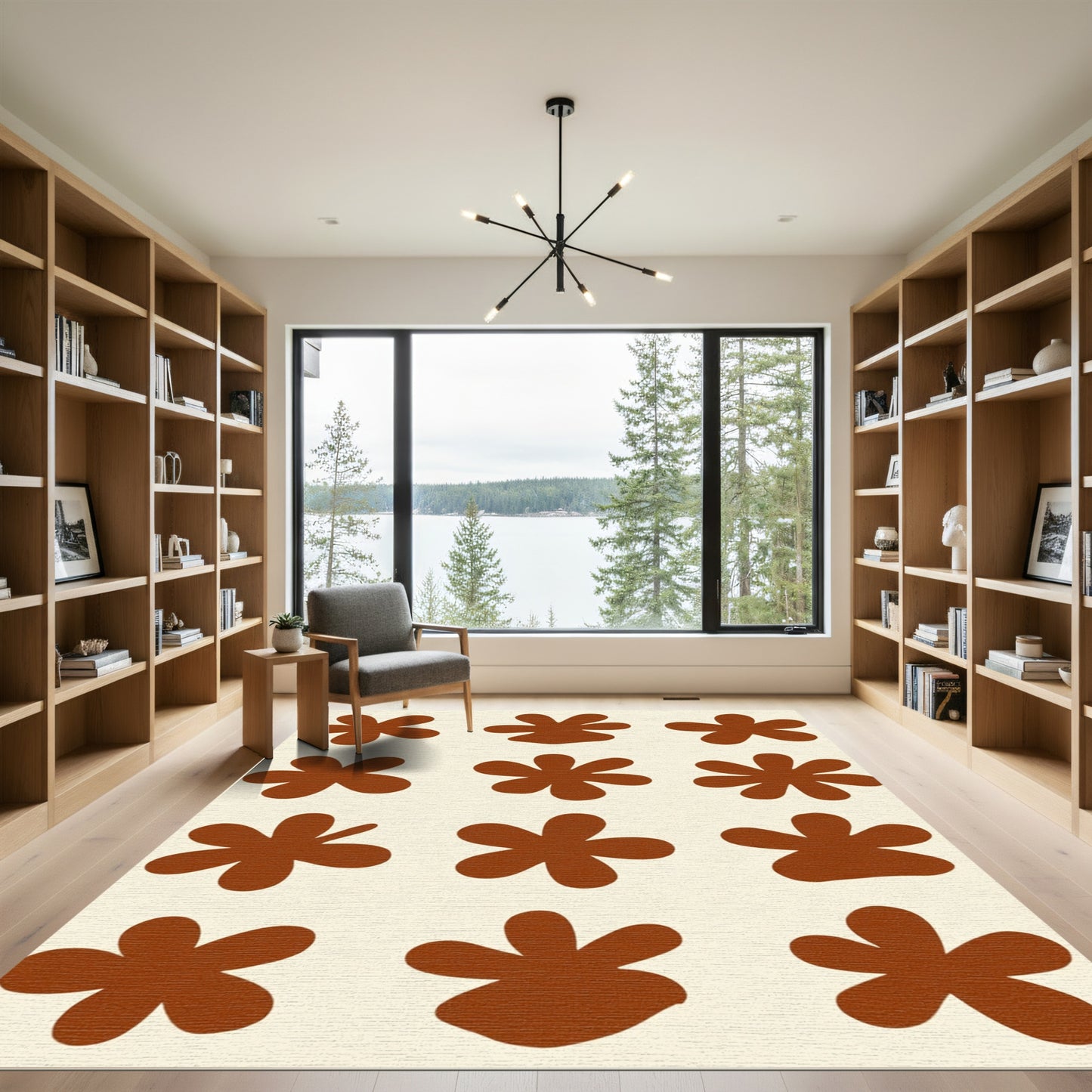 Retro Blossom Brown Flower Rug