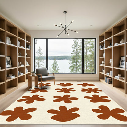 Retro Blossom Brown Flower Rug