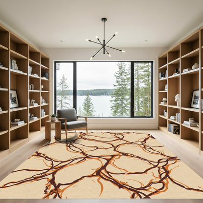Abstract Earthy Brown Vein Organic Rug