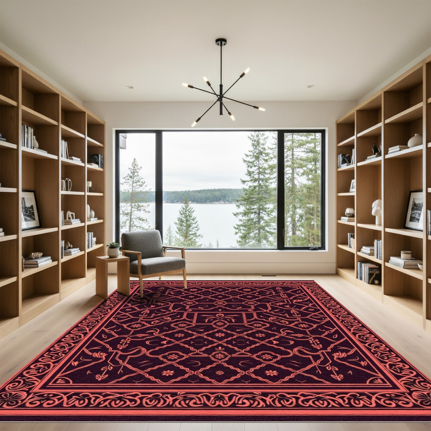 Coral Vine Medallion Lattice Rug