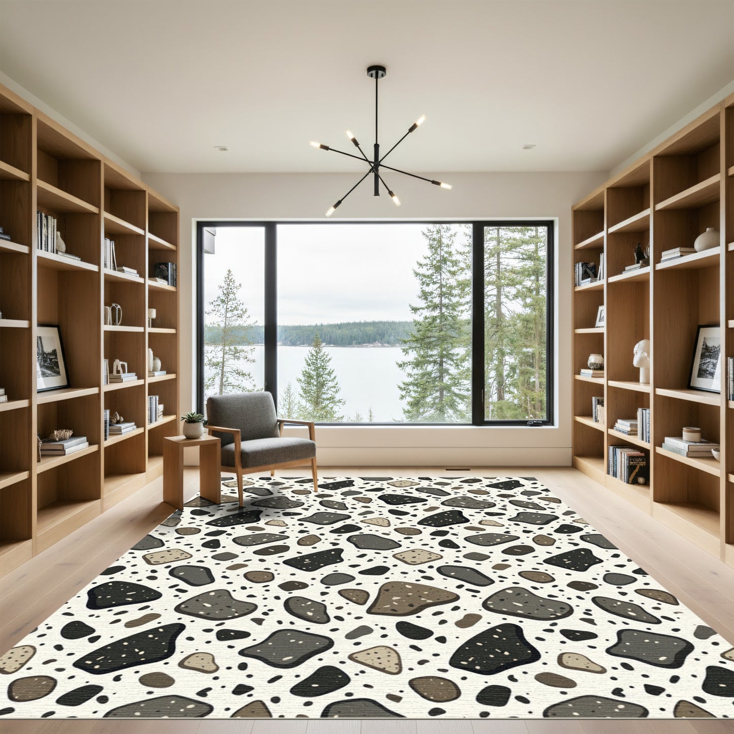 Minimalist Neutral Speckled Stone Rug