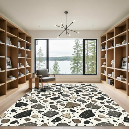 Minimalist Neutral Speckled Stone Rug