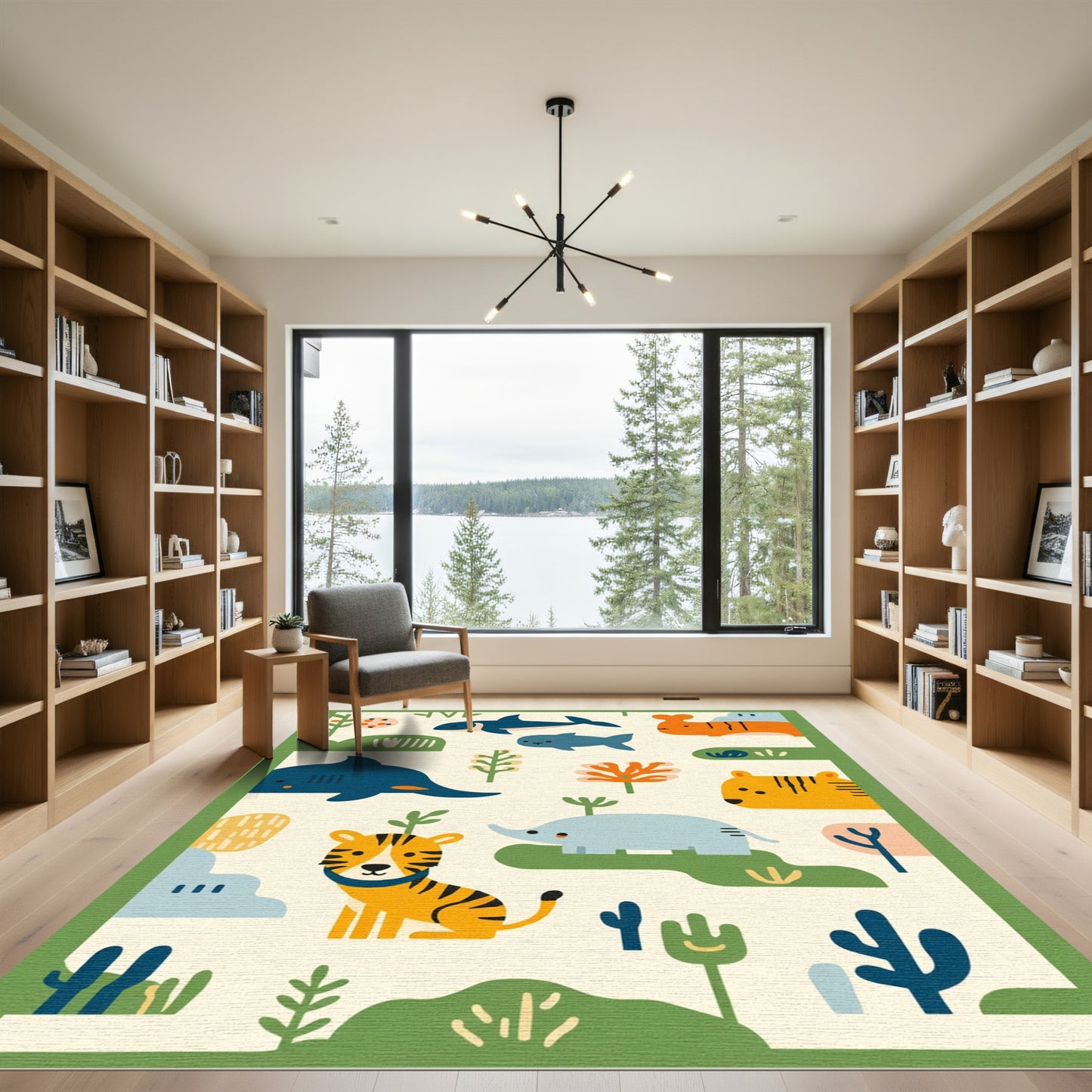 Playful Safari and Ocean Animals Rug