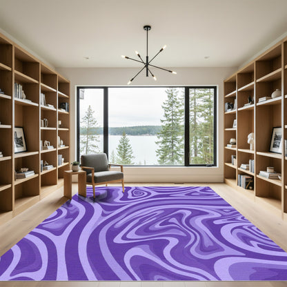 Violet Swirl Marble Pattern Rug