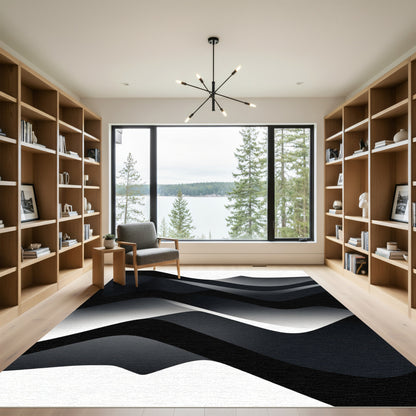 Monochromatic Abstract Folded Waves Rug
