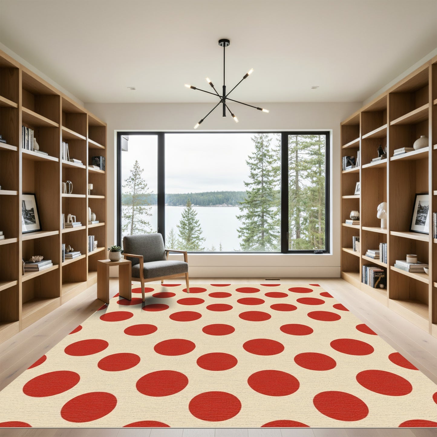 Classic Red Polka Dot Pattern Rug