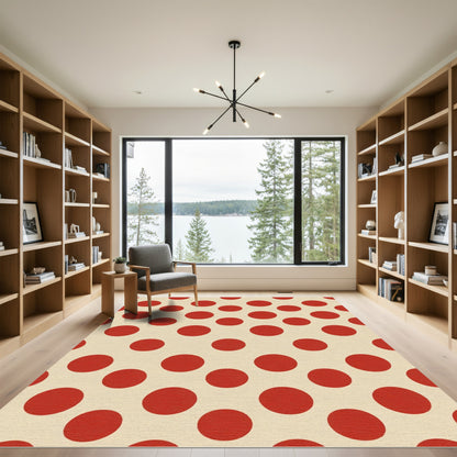 Classic Red Polka Dot Pattern Rug