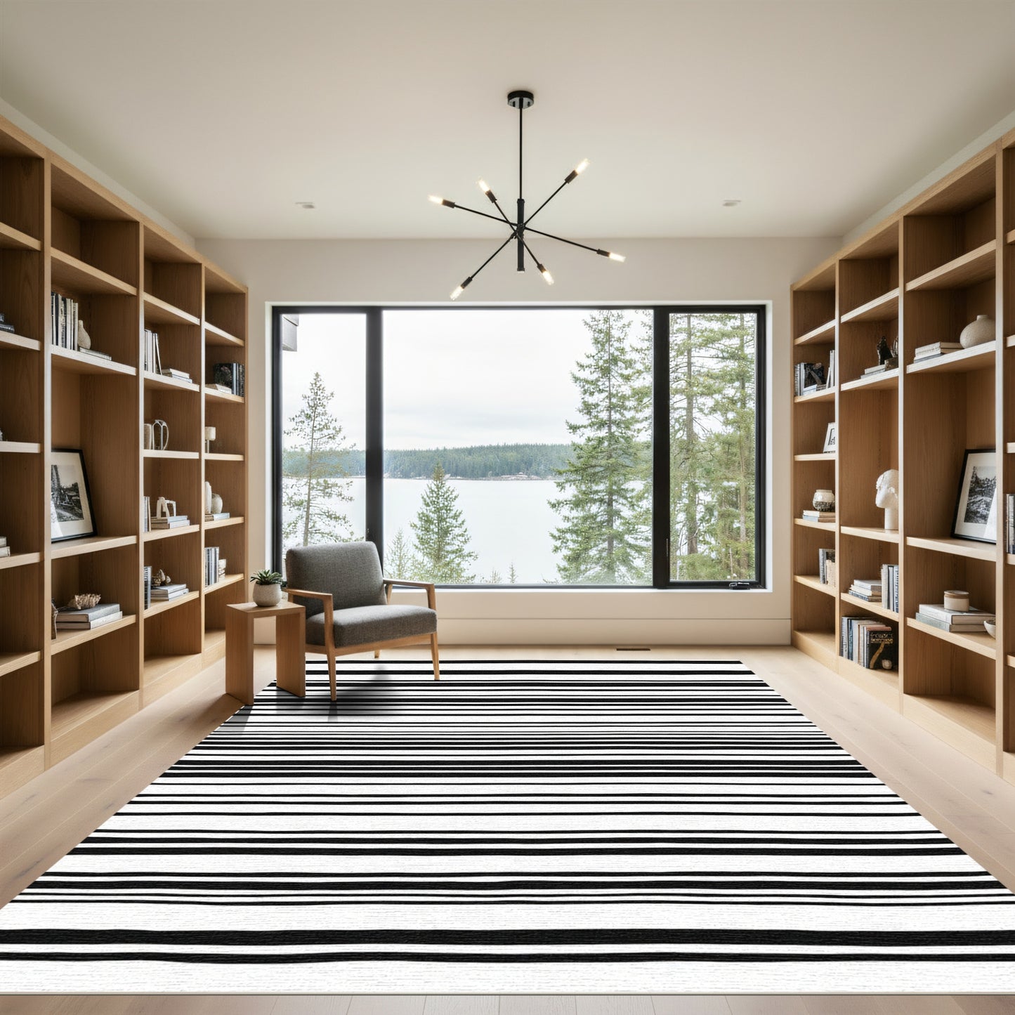Monochromatic Varied Stripe Arrangement Rug