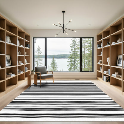Monochromatic Varied Stripe Arrangement Rug