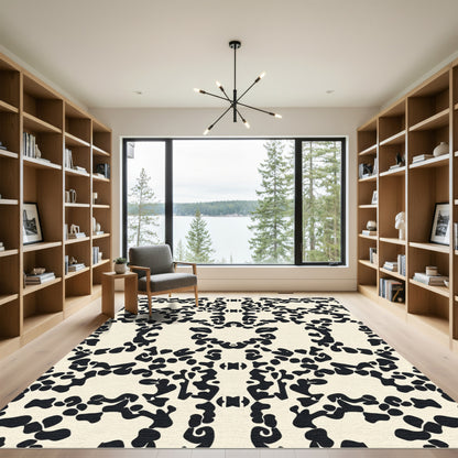 Abstract Black Ivory Organic Lace Rug