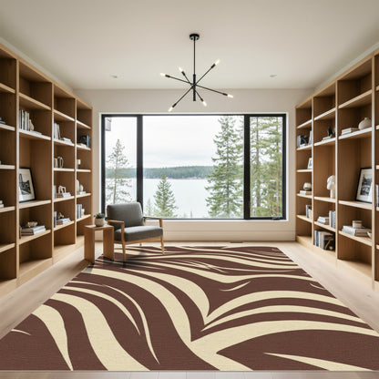 Cocoa Cream Wavy Stripe Rug