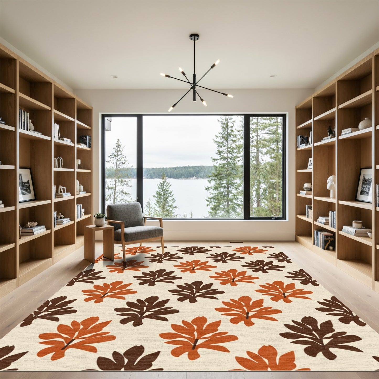 Terracotta Chocolate Leaf Spray Rug