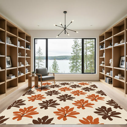 Terracotta Chocolate Leaf Spray Rug