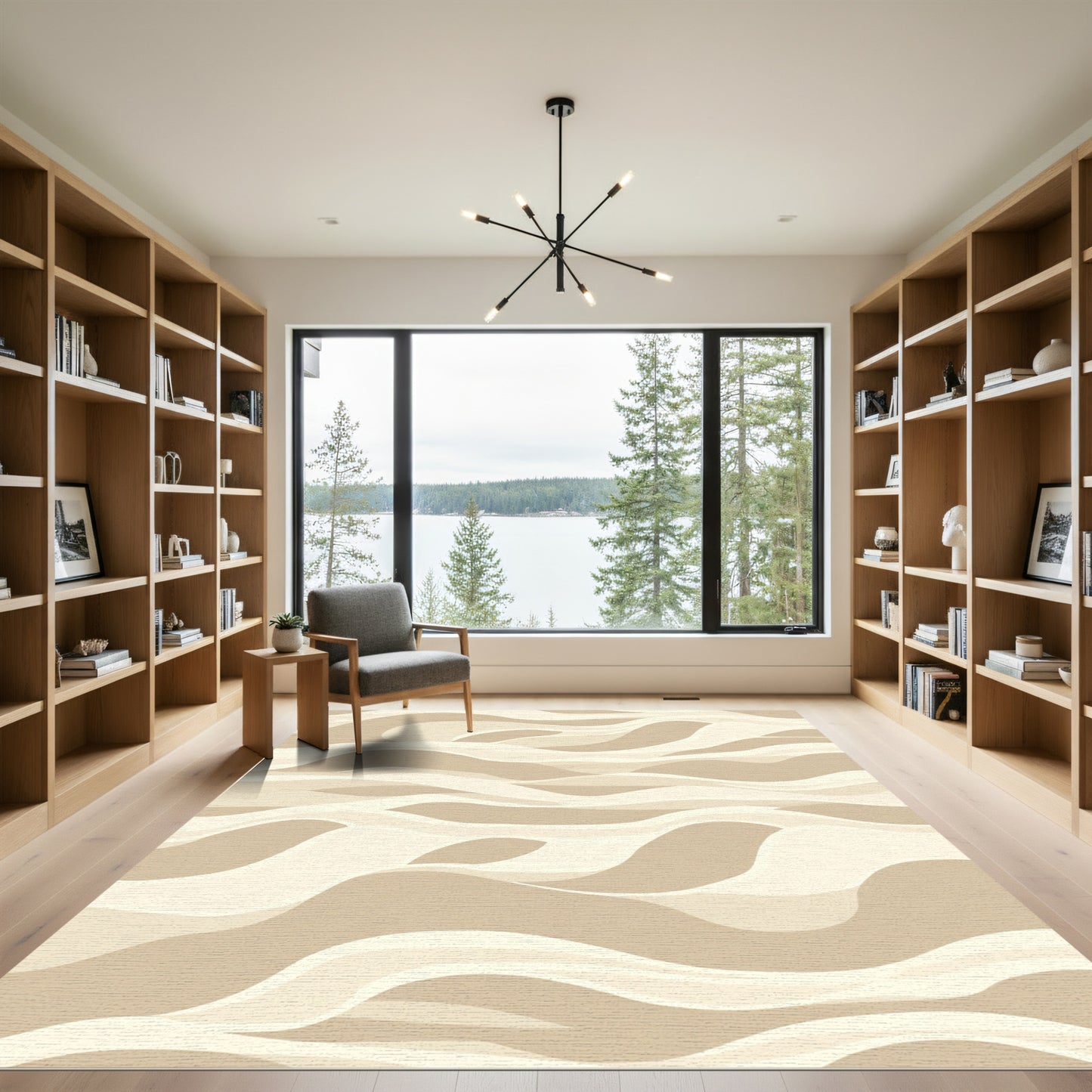 Earthy Tone Layered Wave Rug