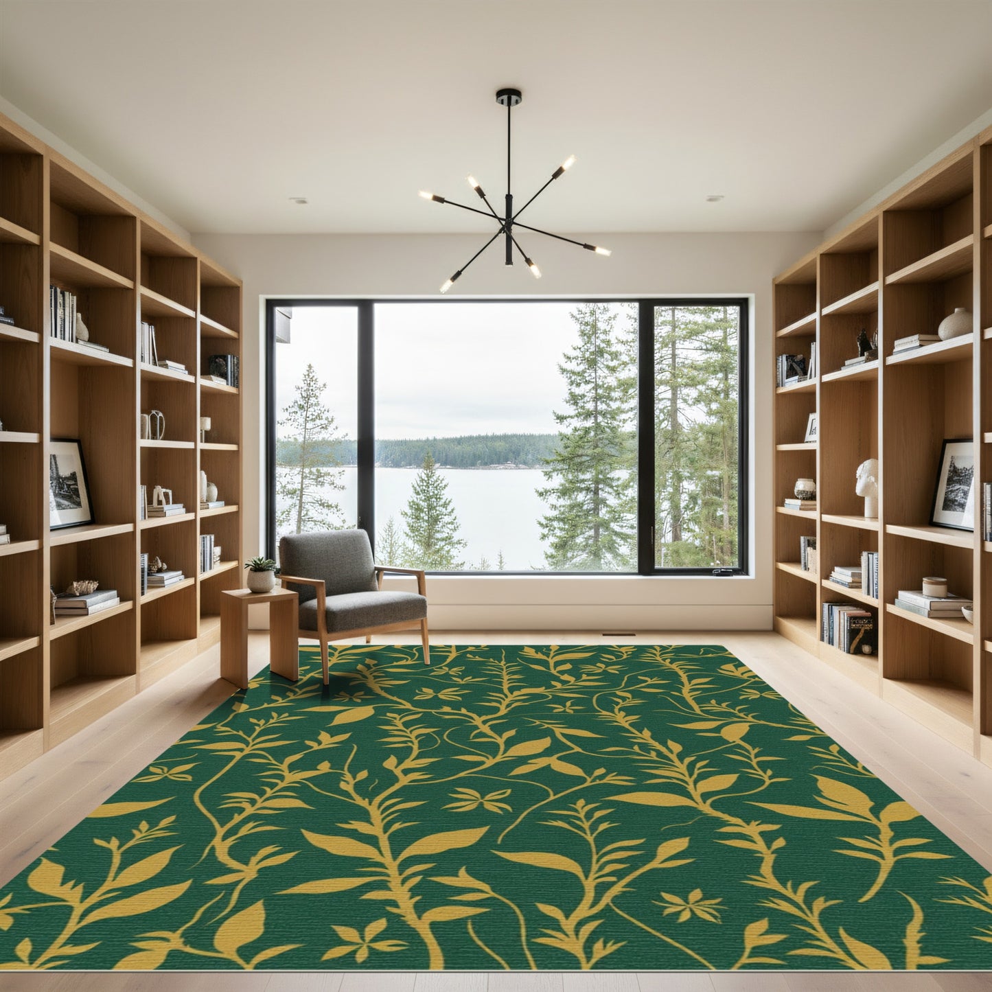 Emerald Gold Botanical Vine Rug