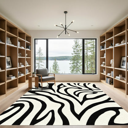 Black White Zebra Stripe Rug