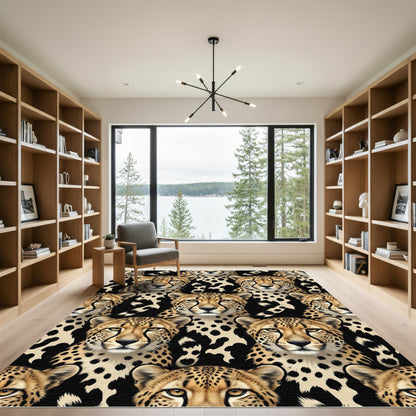 Vivid Cheetah Spots Animal Portrait Rug