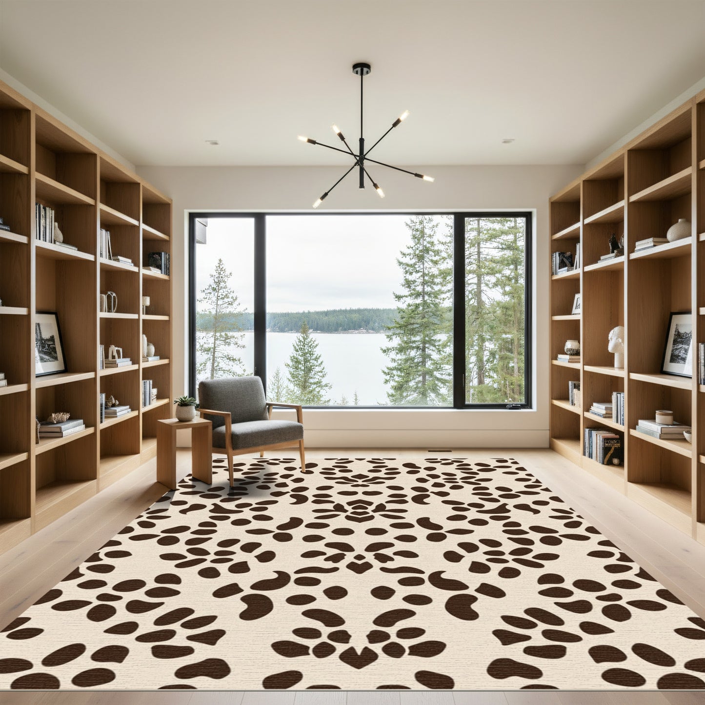 Cream Brown Organic Medallion Rug