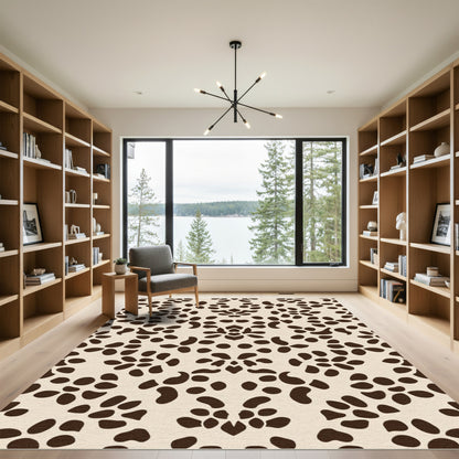 Cream Brown Organic Medallion Rug