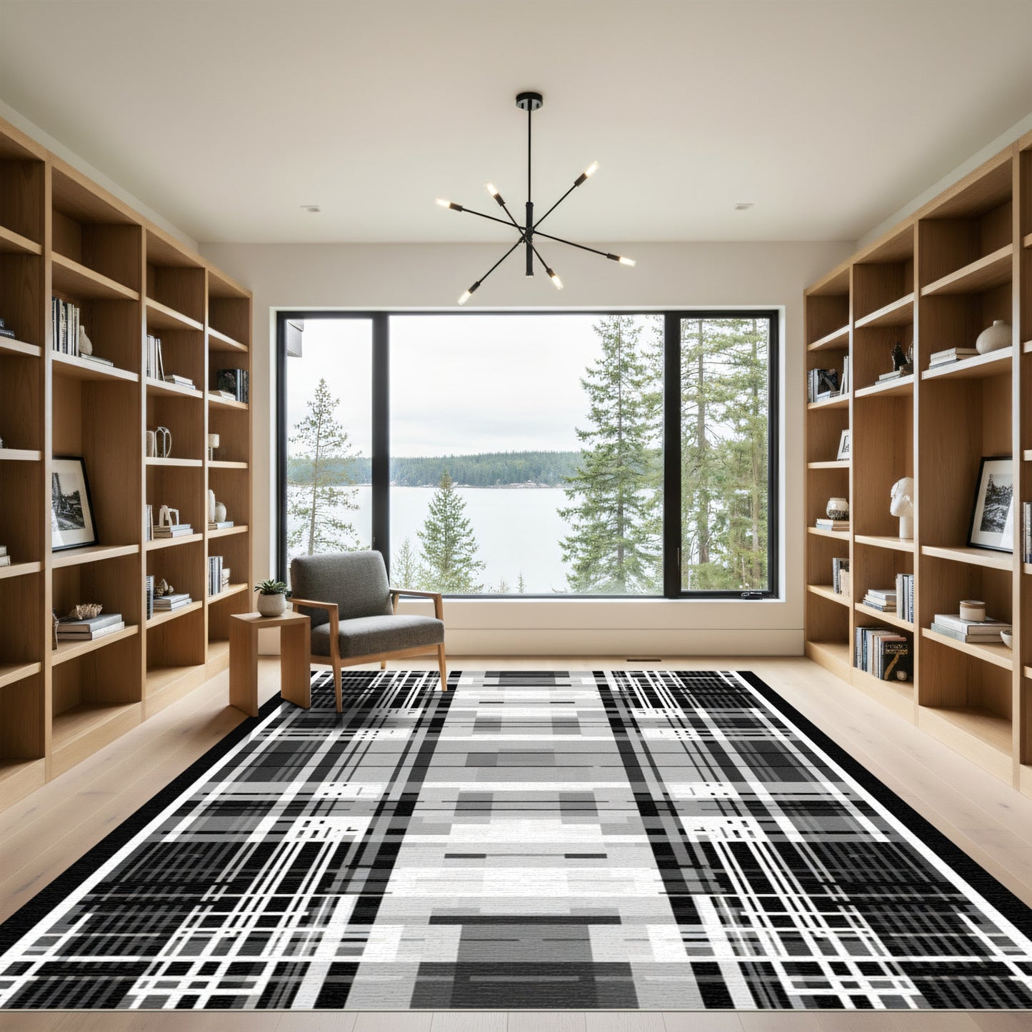 Mono Abstract Plaid Harmony Rug