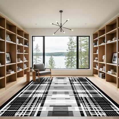 Mono Abstract Plaid Harmony Rug