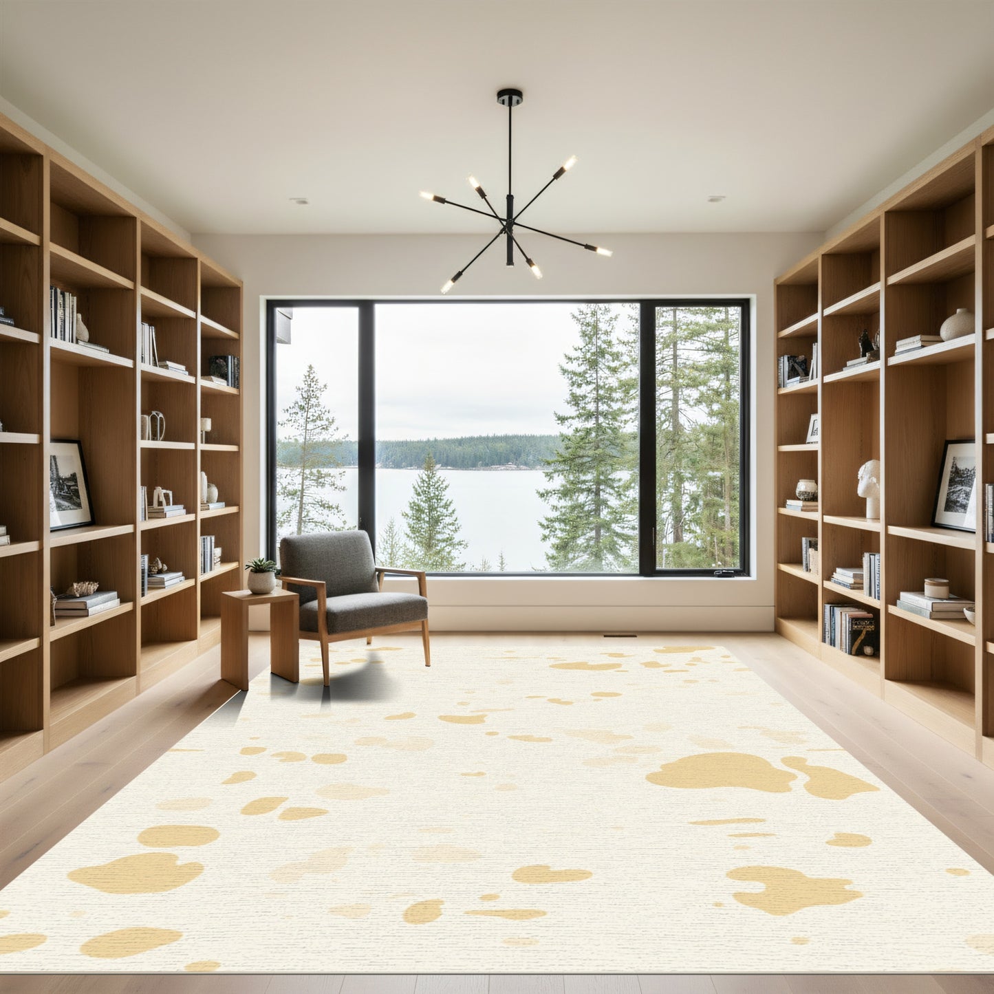 Neutral Spotted Abstract Paint Splatter Rug