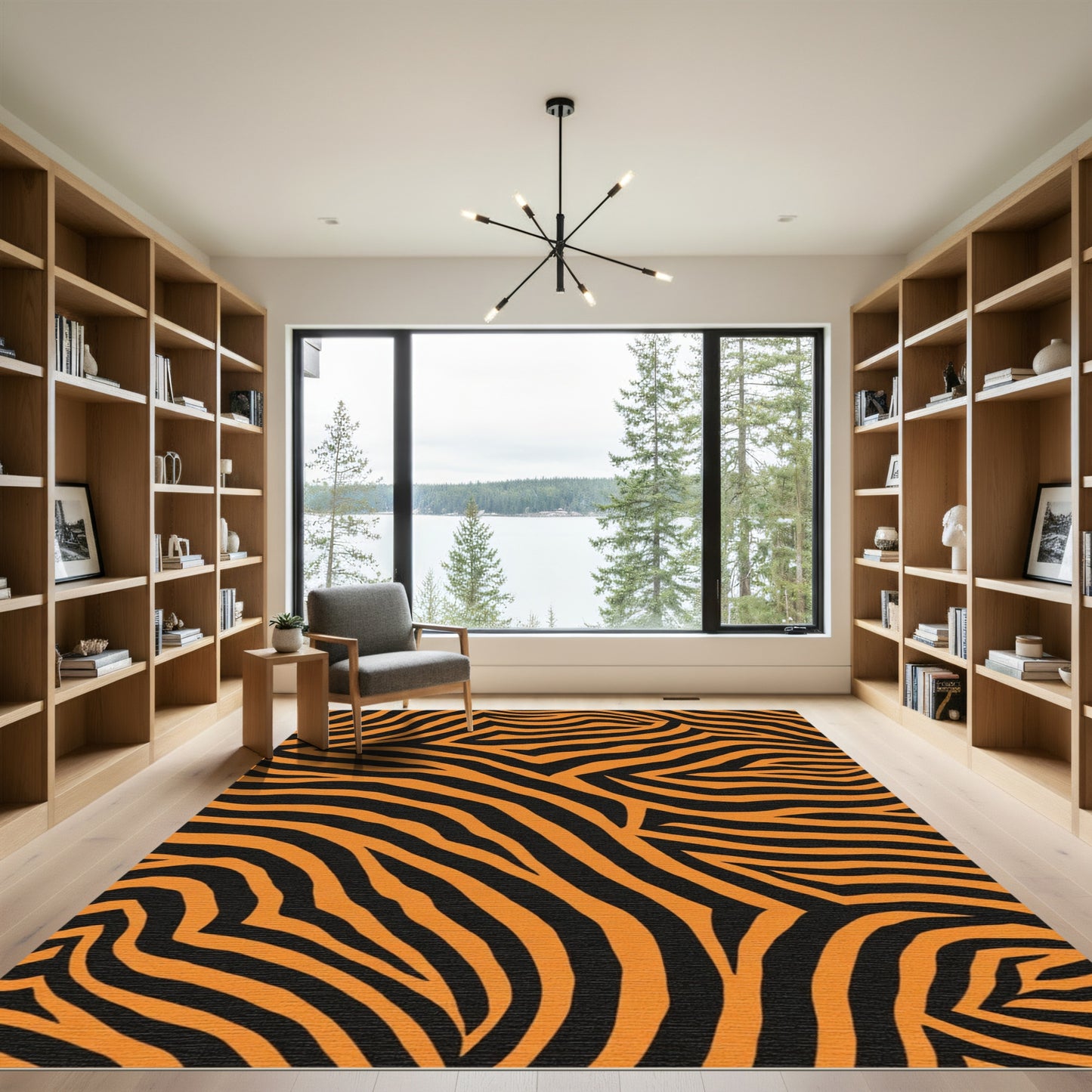 Bold Orange Black Animal Print Rug