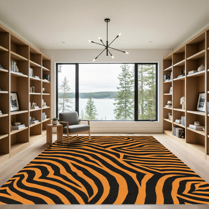 Bold Orange Black Animal Print Rug