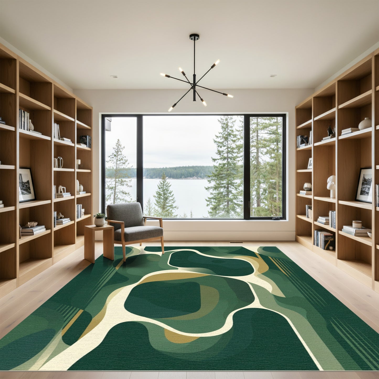 Green And Gold Organic Flow Rug