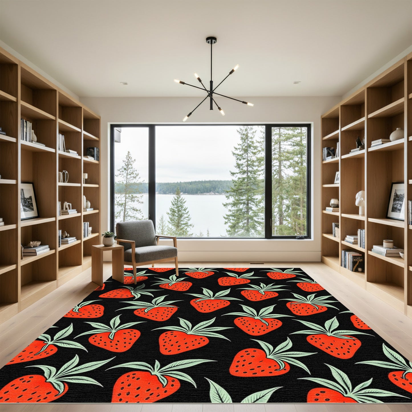 Red Strawberry Garden Repeat Rug