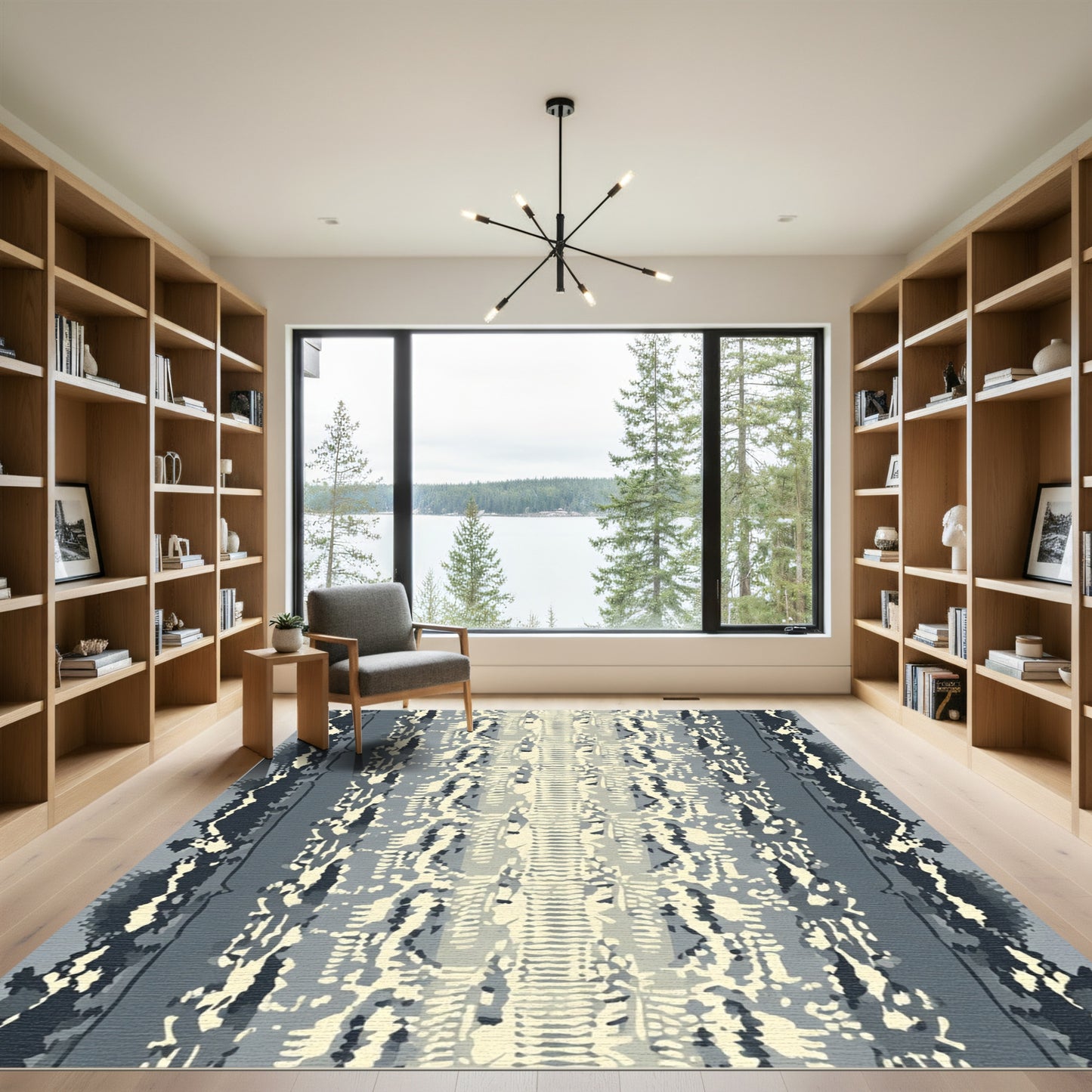 Gray Scale Reptile Skin Vertical Stripe Rug