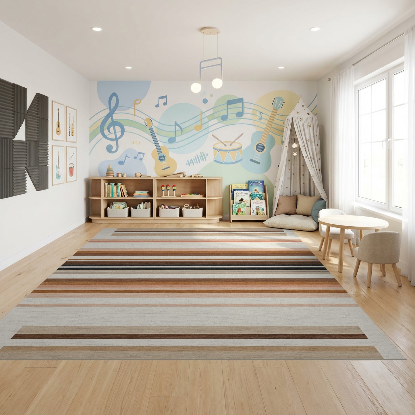 Warm Horizontal Striped Earth Tones Rug