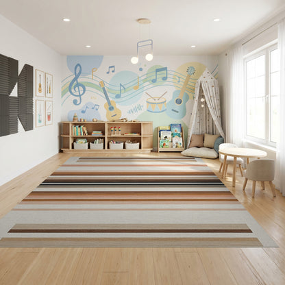 Warm Horizontal Striped Earth Tones Rug