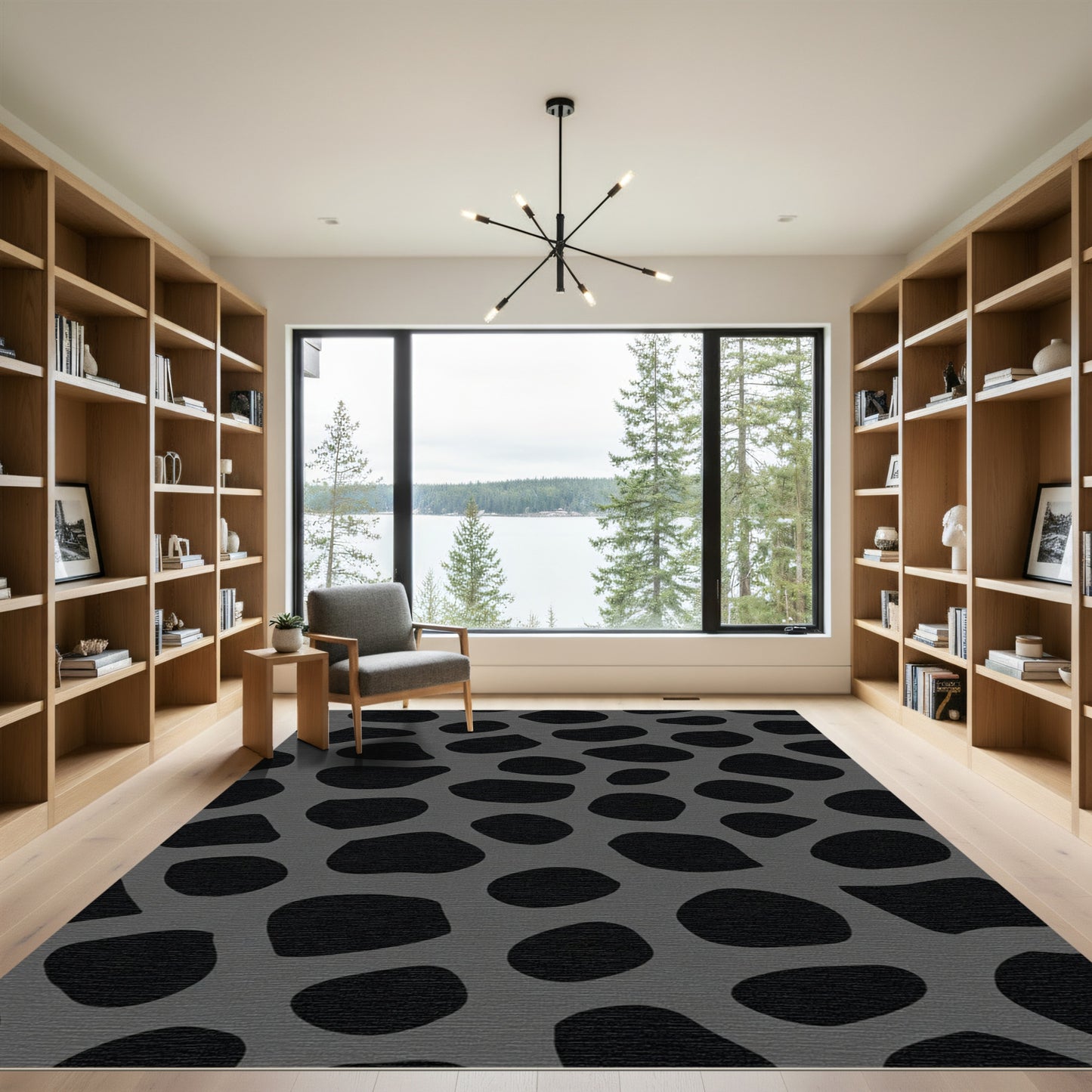 Dark Gray Abstract Spots Rug