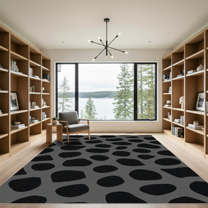 Dark Gray Abstract Spots Rug