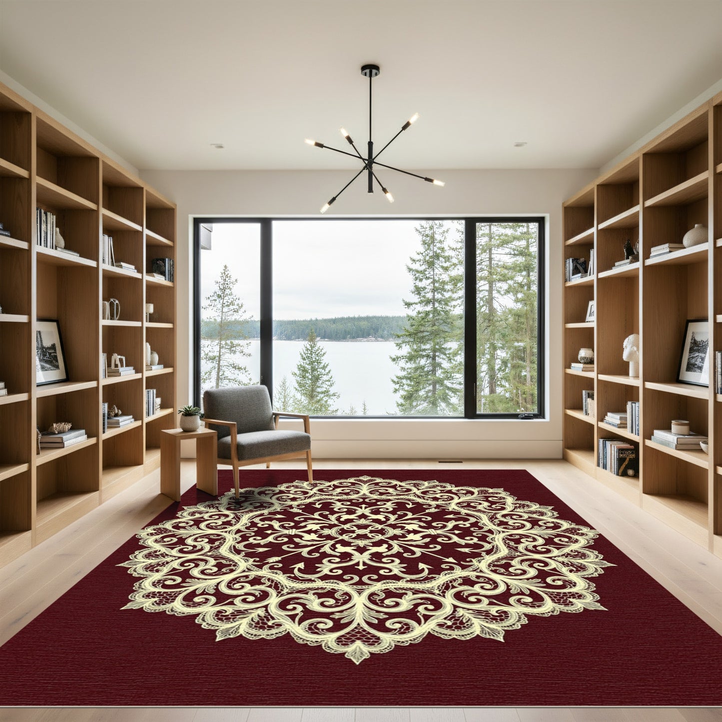 Elegant Ivory Lace Medallion Rug