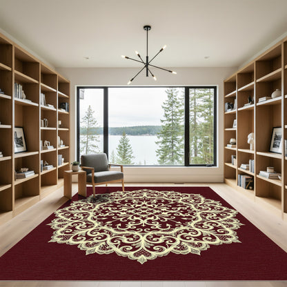 Elegant Ivory Lace Medallion Rug