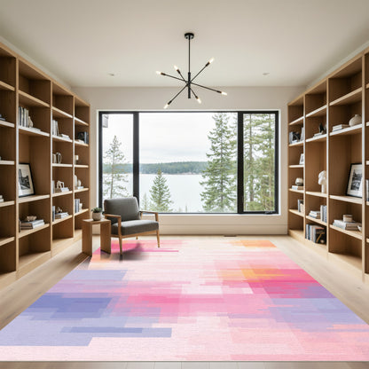Pastel Hued Geometric Blocks Rug
