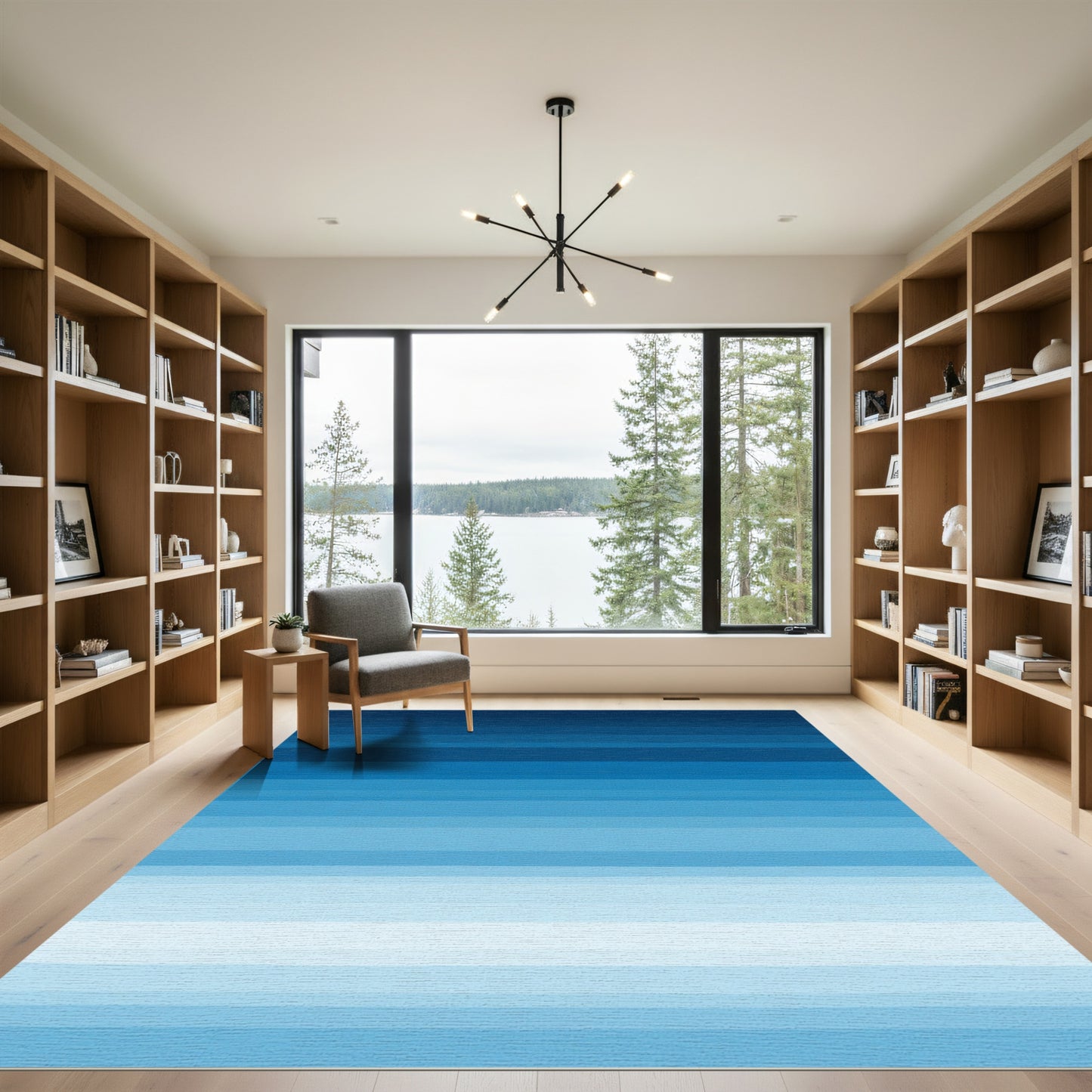 Gradient Blue Horizontal Stripe Rug