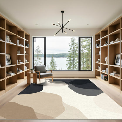 Abstract Neutral Organic Amorphous Shapes Rug